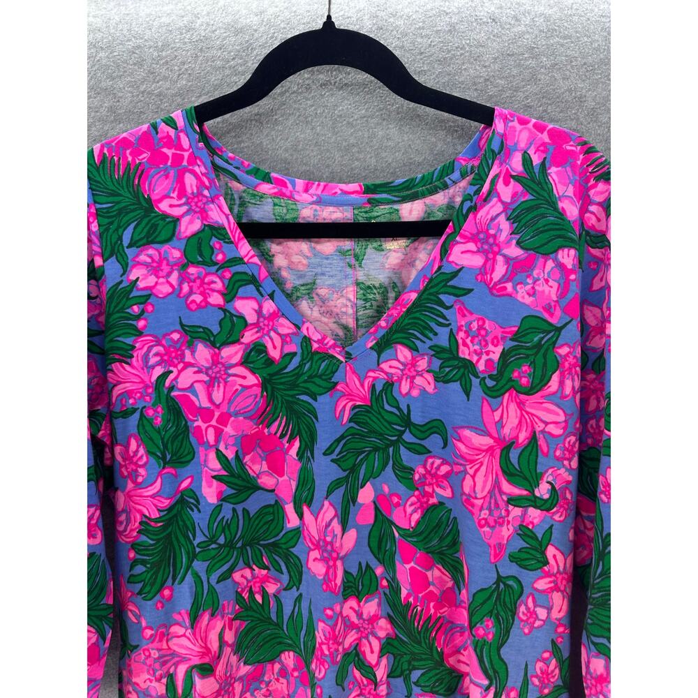Lilly Pulitzer Women's XL NWT Tessa 3/4 Sleeve V Neck Cerise Pink Safari Sunset - Picture 4 of 13